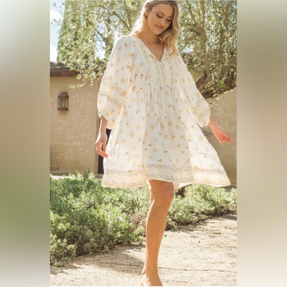Women's White Floral Boho Dress